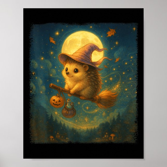 Poster Broto De Hedgehog Bonito De Halloween Com Poção E (Frente)