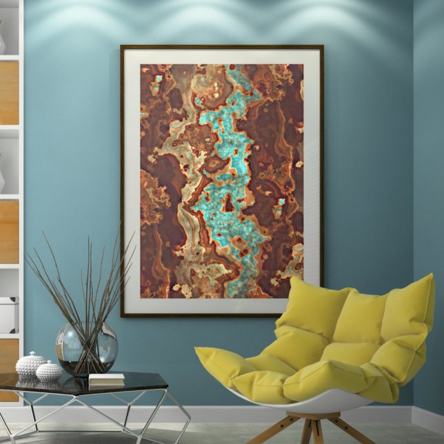 Poster Brown Aqua Teal Turquoise Green Geode Art (Criador carregado)