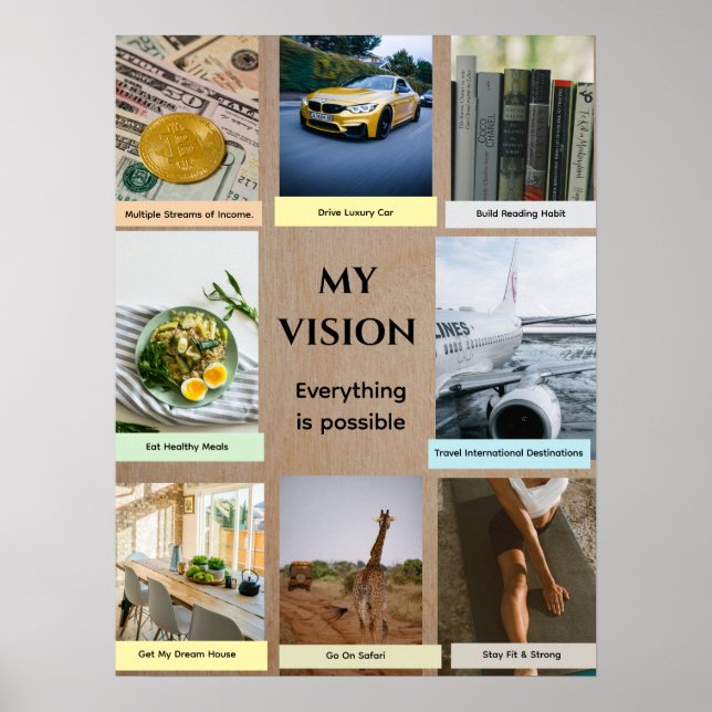 Poster Brown Back & Light Color Note Vision Board (Frente)