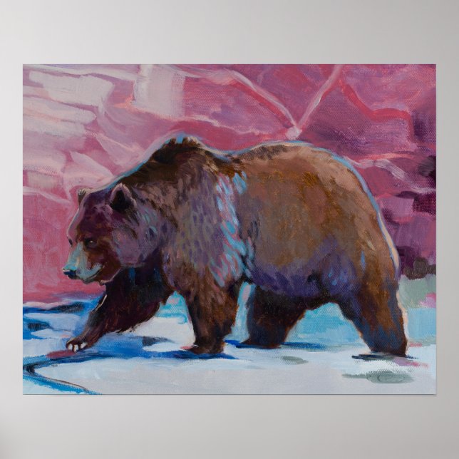 Póster Brown Bear em Utah, caminhando pelas rochas (Frente)