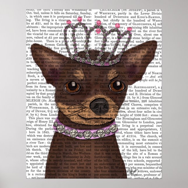 Póster Brown Chihuahua e Tiara (Frente)