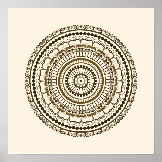 Poster Brown Earth Tones Henna Mandala (Frente)