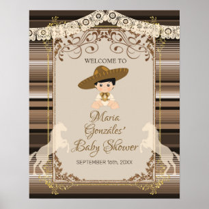 Poster Brown Fiesta Baptism e Primeiro Sinal de Boas-vind