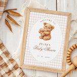 Poster Brown Gingham Teddy Bear Neutral Baby Shower Paper<br><div class="desc">Beautiful invitations and stationery for special occasions and festivals are available in both physical and digital formats. We can extend any design into matching items such as RSVP cards,  labels,  envelopes,  and more. Customization is available upon request. Looking forward to hearing from you!</div>