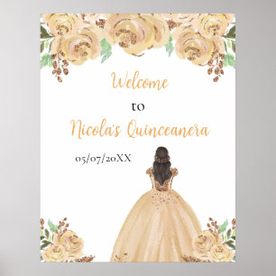 Poster Brown Hair Princess Peach Quinceanera Bem-vindo