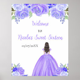 Poster Brown Hair Princess Purple Sweet Sixteen Welcome