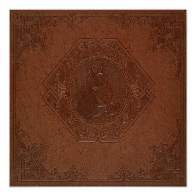 Póster Brown leather horse head vintage frame (Frente)