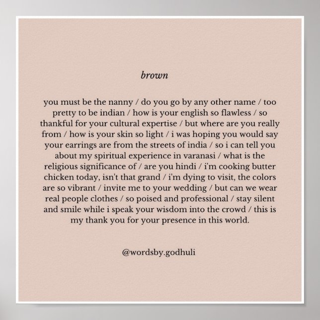Poster "Brown" Poetry Print (Frente)