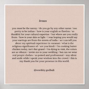 Poster "Brown" Poetry Print
