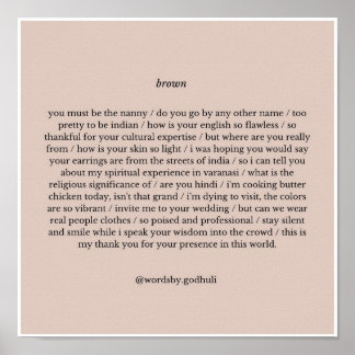 Poster "Brown" Poetry Print