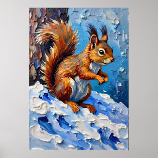 Poster Brown Squirrel in the Snow