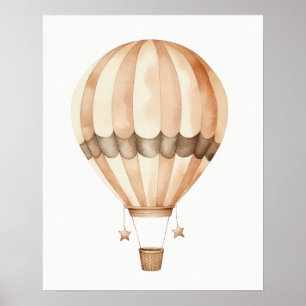 Poster Brown Tan e Cream Vintage Balão de Ar Quente