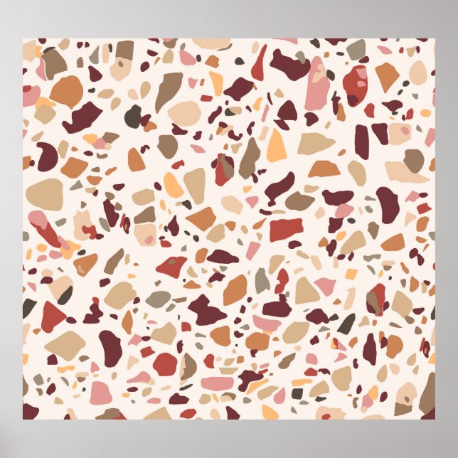 Poster Brown terrazzo: vintage, trendy padrão. (Frente)