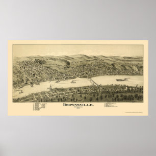 Póster Brownsville, mapa panorâmico do PA - 1902