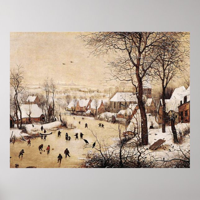 Poster Bruegel the Elder - Paisagem de inverno (Frente)