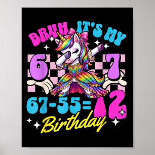 Poster Bruh 67-5512 Aniversário de 12 anos Unicórnio Meni