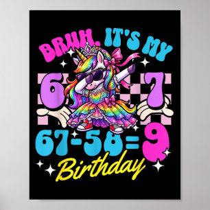Poster Bruh 67-589 Aniversário de 9 anos Princesa Unicórn