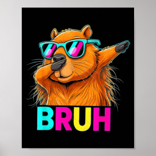 Poster Bruh Dab Castor Sungles Retro Dabbing Groundhog Fu