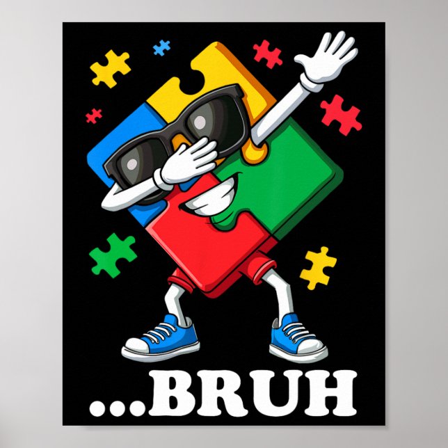Poster Bruh Dabbing Quebra-cabeça Funny Kids Meninos Mens (Frente)