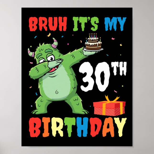 Poster Bruh É o meu monstro de Halloween de aniversário d (Frente)