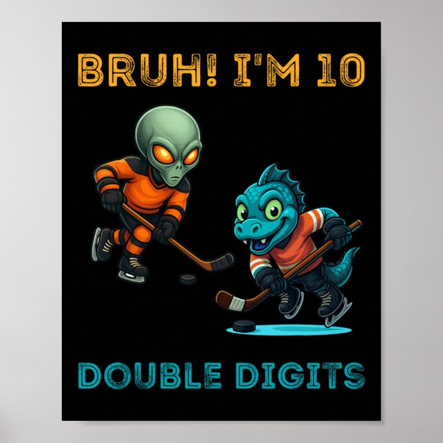 Poster Bruh Estou Com Dois Dígitos Camiseta Alien de Hóqu (Frente)