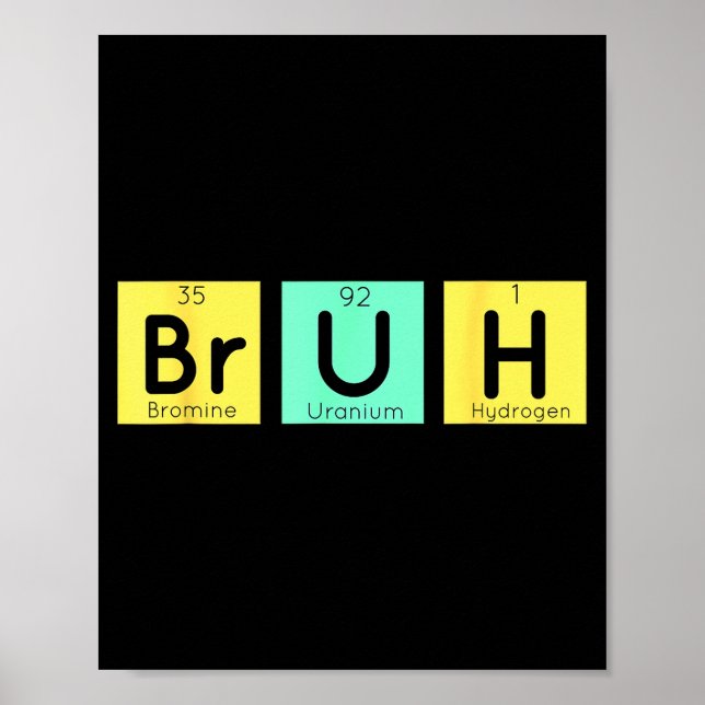 Poster Bruh Funny Chemistry Gift Meme Periodic Table Meme (Frente)