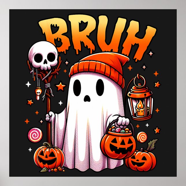 Poster Bruh Ghost Halloween Ghost Trick Ou Tratar (Frente)