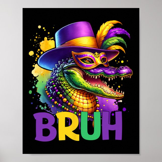 Poster Bruh Mardi Gras Adolescentes Rapys Alligator Mardi (Frente)