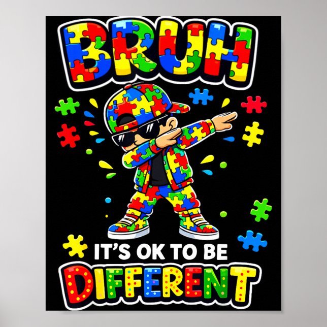 Poster Bruh para ser diferente puzzle dabbing autismo (Frente)