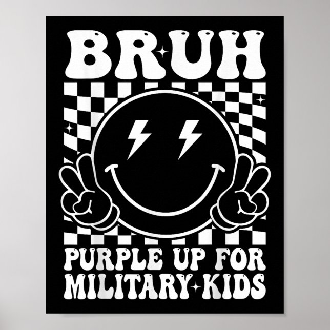 Poster Bruh Roxo Para Crianças Militares Mês Ch Militar (Frente)