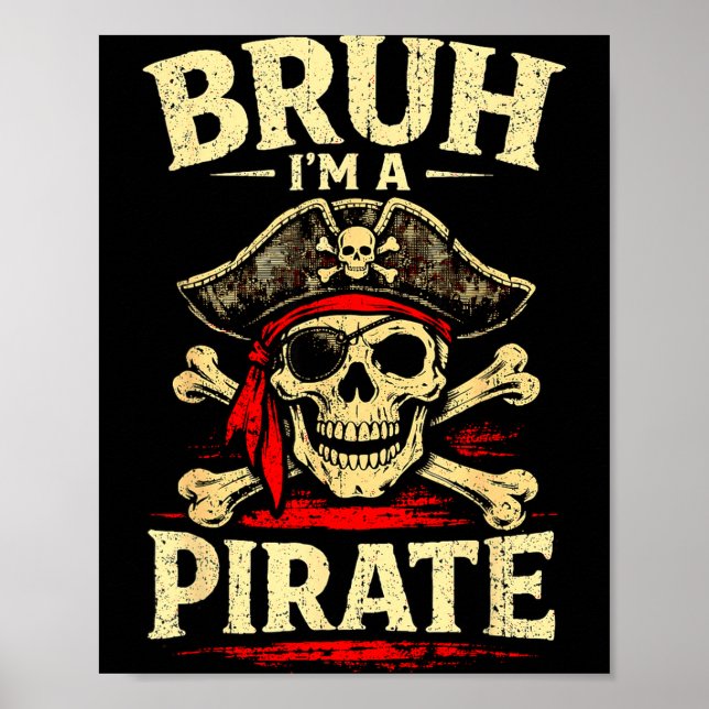 Poster Bruh um remendo de olho de caveira de pirata ossos (Frente)
