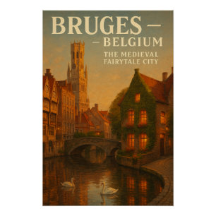 Póster Brujas, Bélgica – A Cidade Medieval de Contos de F