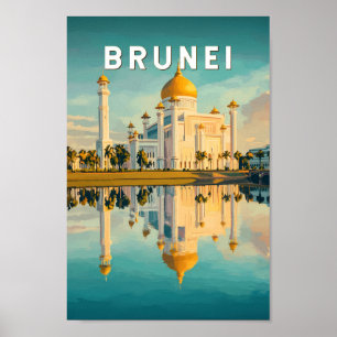 Poster Brunei Illustração Viagem Art Vintage