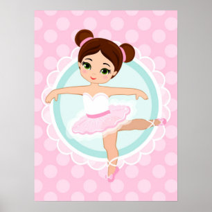 Poster Brunette Ballerina - Dançarina de Balé Rosa