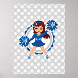 Poster Brunette Cheerleader Azul - Alegre