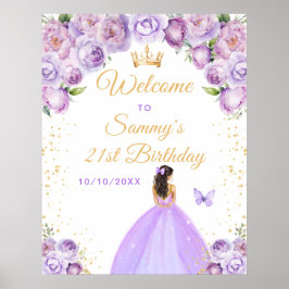 Poster Brunette Hair Princess Birthday