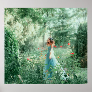 Poster Brunette Princess: Aquarela Floresta Fada