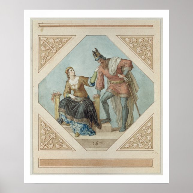 Póster Brunhilde e Hagen, ilustração de "The Niebelu (Frente)