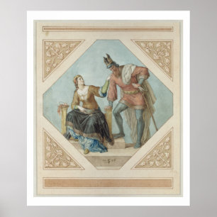 Póster Brunhilde e Hagen, ilustração para 'o Niebelu