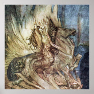 Poster “Brunhilde na Pira Funerária” por Arthur Rackham
