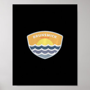 Poster Brunswick Geórgia Praia Ga Pôr do Sol Férias Lembr