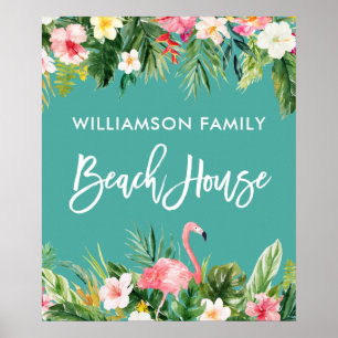 Poster Brush Script Tropical Floral Beach House
