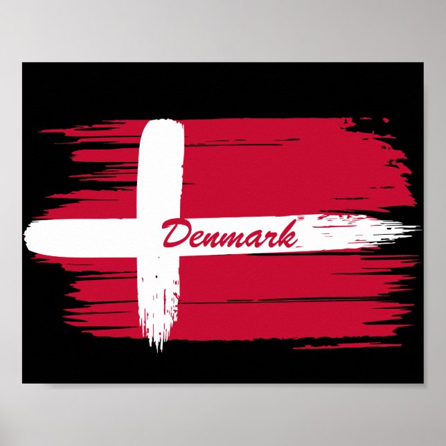 Poster Brushbrak Artificial Dinamarca Flag (Frente)