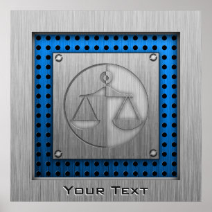 Poster Brushed Metal-look Justice Scales