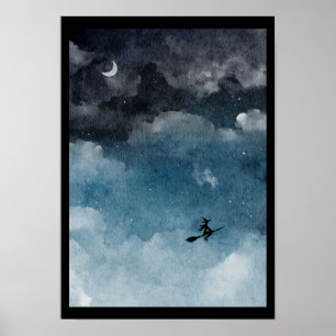 Poster Bruxa d'água num céu noite escuro