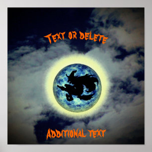 Poster Bruxa de Halloween Completa Lua Personalizada