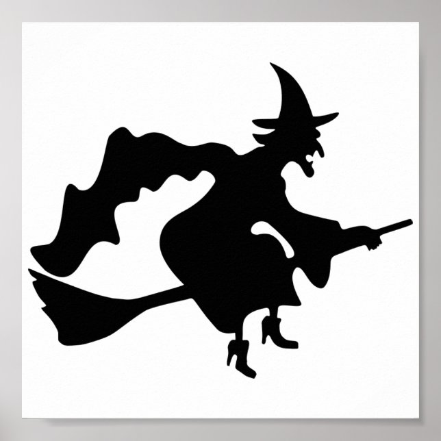 Poster Bruxa de Halloween na Broomstick (Frente)