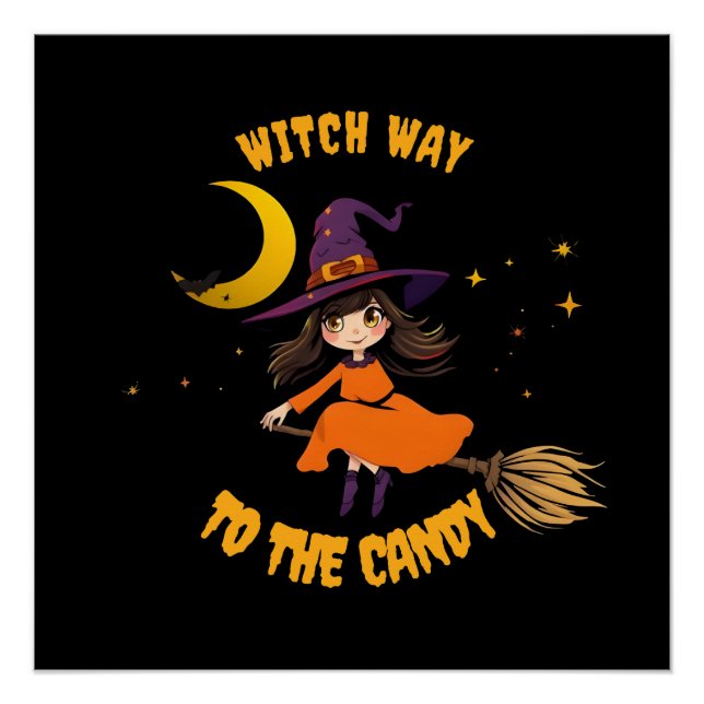 Póster Bruxa de Halloween - Que caminho para o doce (Frente)