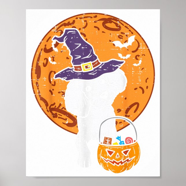 Poster Bruxa de Poodle Lua Jack O Lantern Halloween Cães  (Frente)