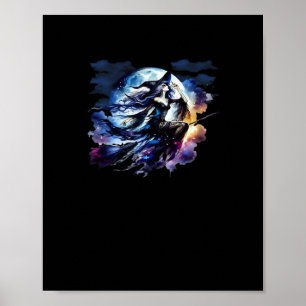 Poster Bruxa De Whimsigoth Voando Sobre Mulheres De Lua C